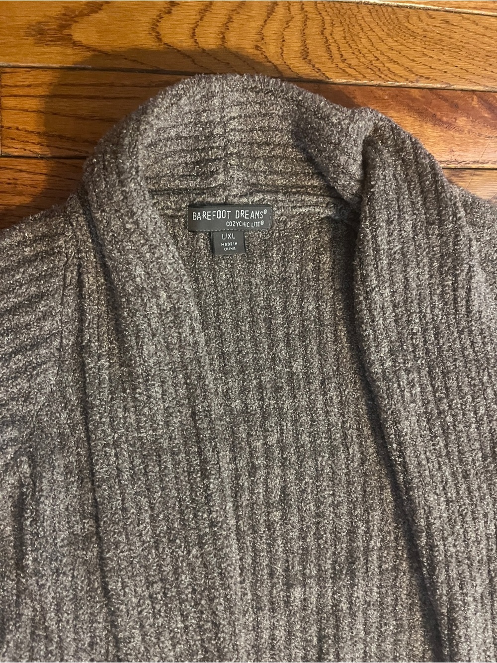 Barefoot Dreams cozychic ultra lite gray Ribbed viscose Cardigan large xl